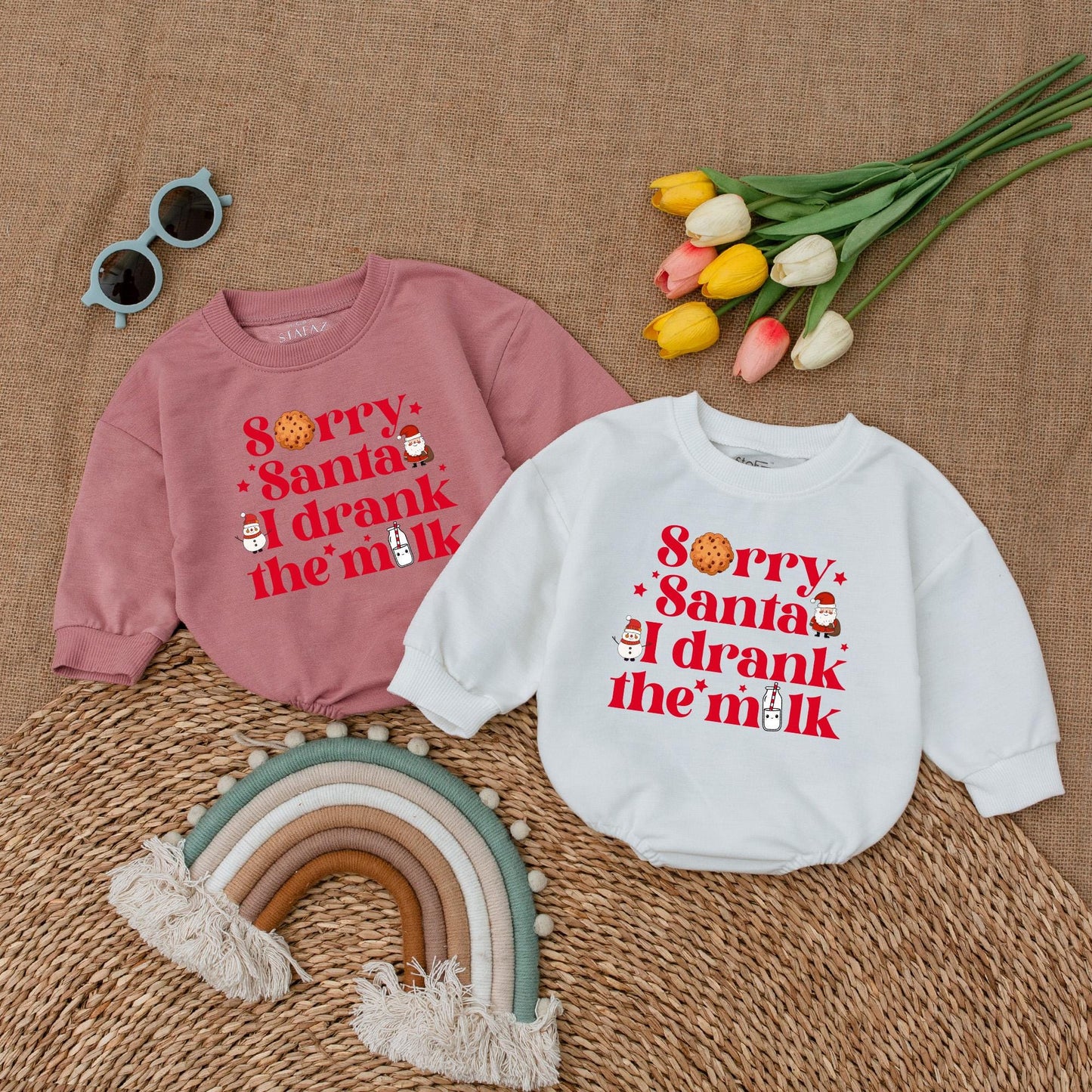 Baby's First Christmas Vintage Santa Romper - Long Sleeve Festive Outfit