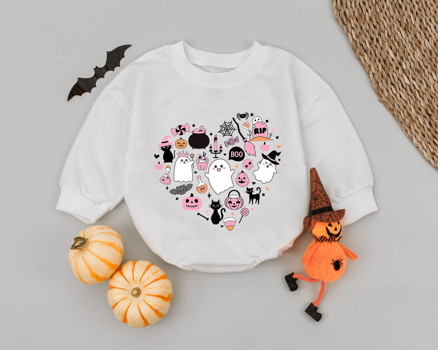 Adorable Pink Halloween Romper: Ghost Pumpkin Baby Costume Outfit