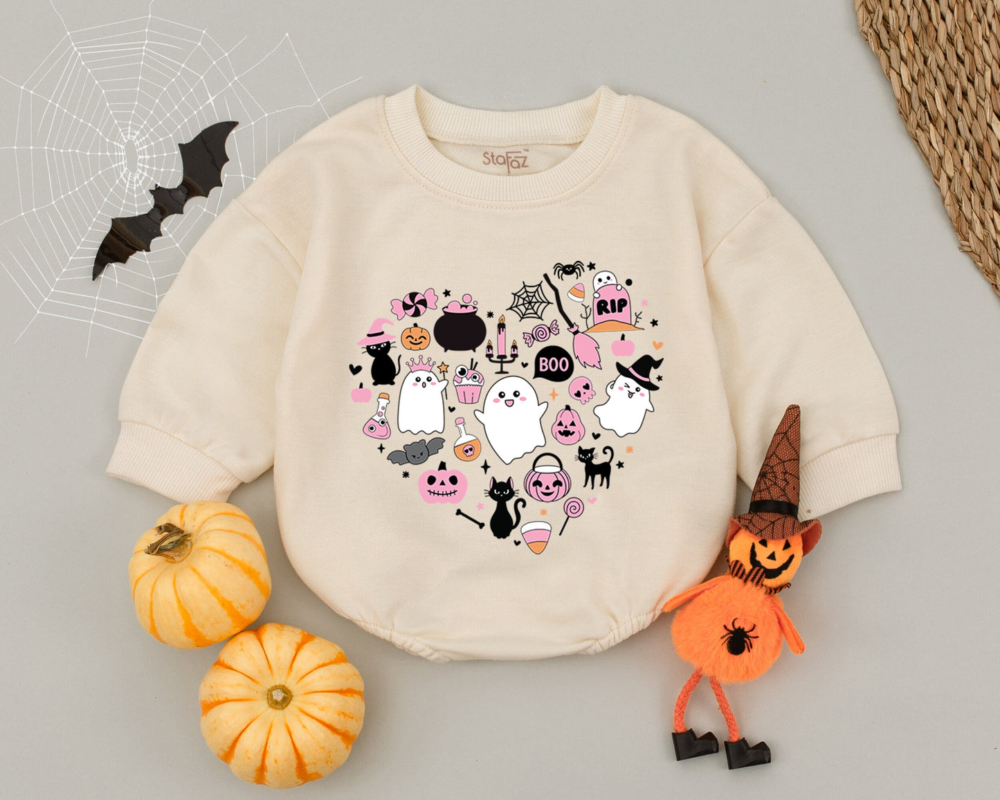 Adorable Pink Halloween Romper: Ghost Pumpkin Baby Costume Outfit