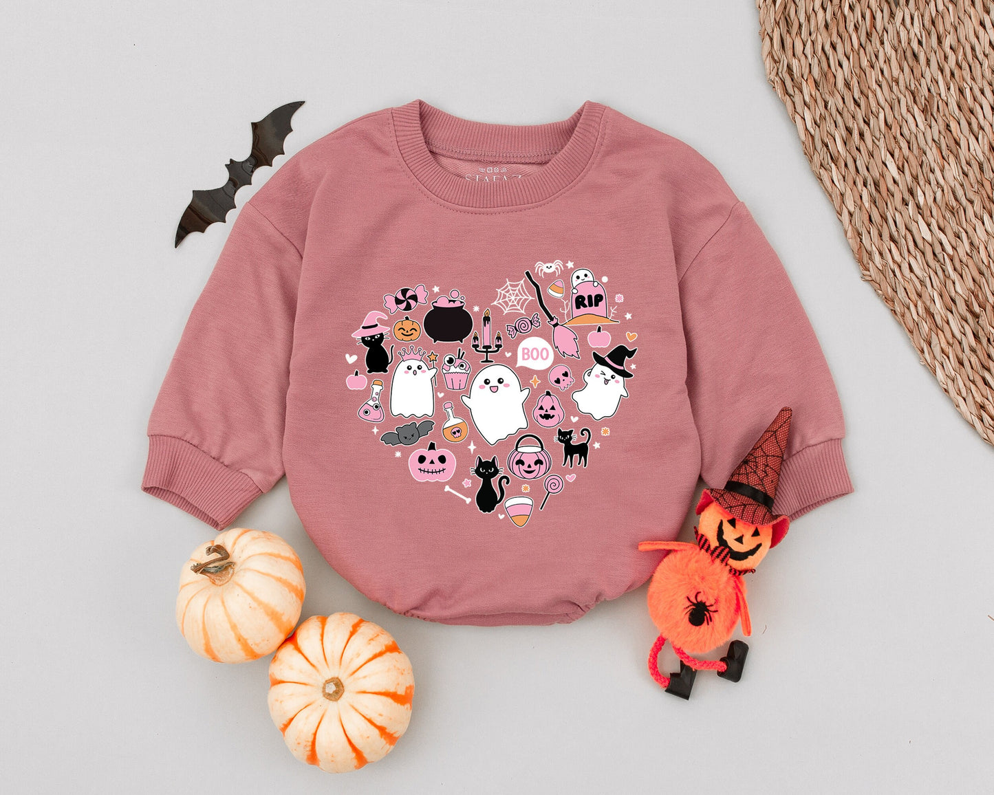 Adorable Pink Halloween Romper: Ghost Pumpkin Baby Costume Outfit
