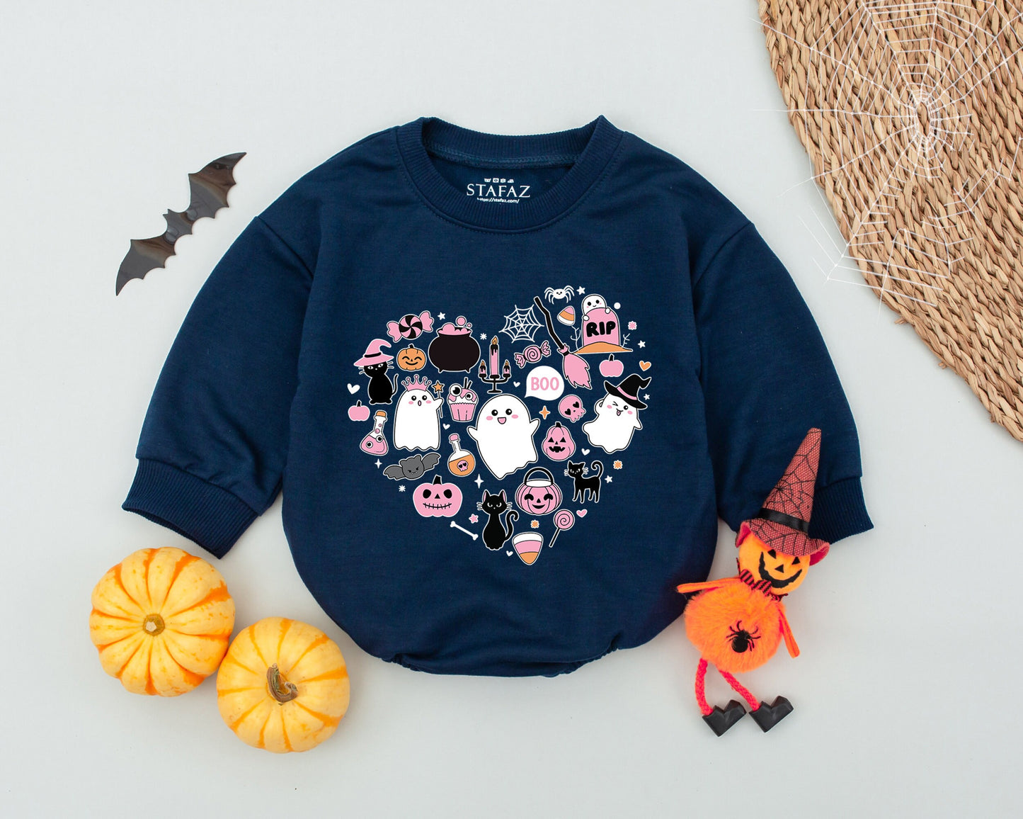Adorable Pink Halloween Romper: Ghost Pumpkin Baby Costume Outfit