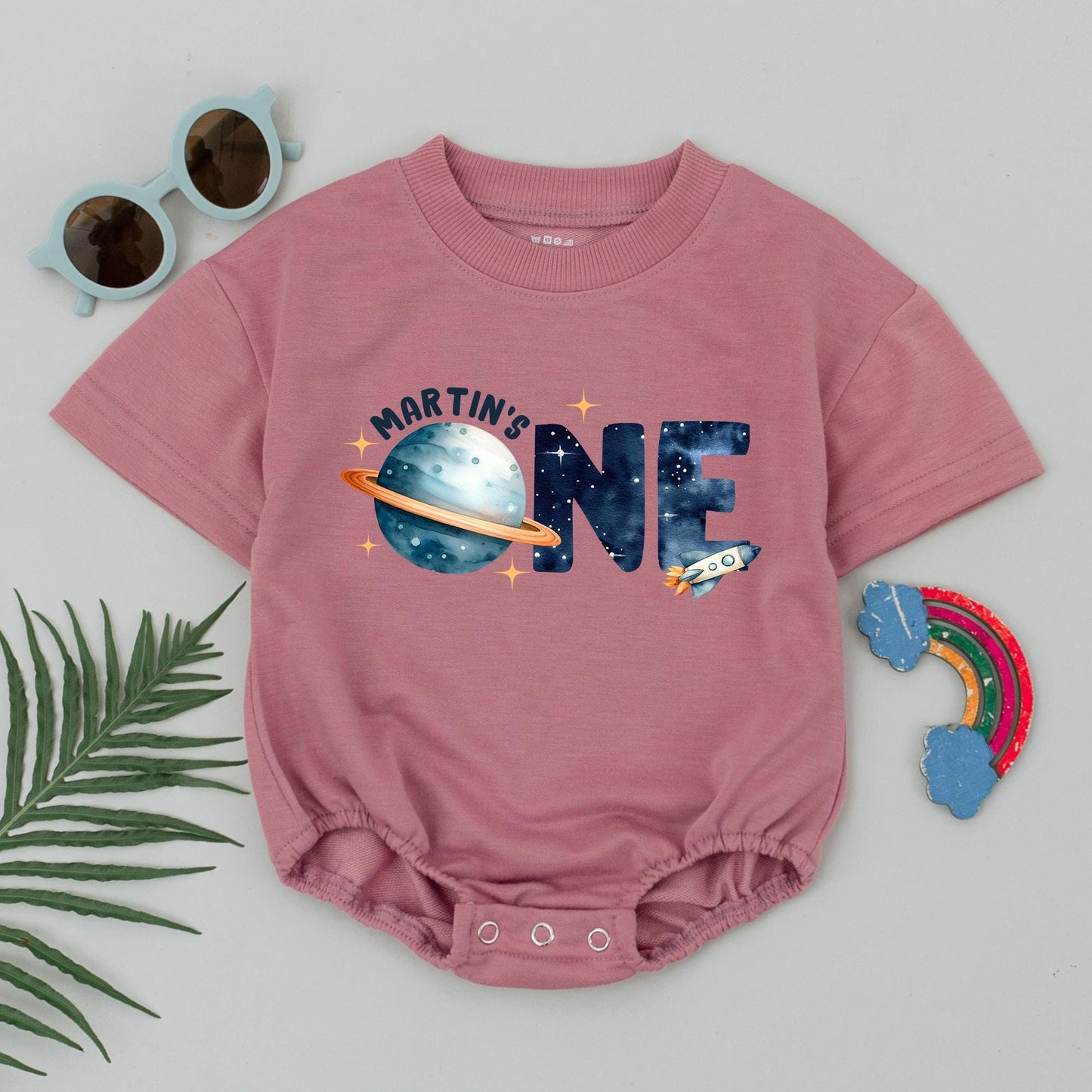First Trip Around The Sun Romper, Space One Birthday Outfit, 1st Birthday Boy, Newborn Astronaut Outfit Short Sleeve, Party Bodysuit, One Candle Cute