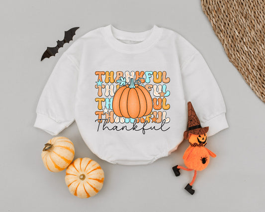 Pumpkin Spice Baby Romper - Cozy First Thanksgiving Bodysuit