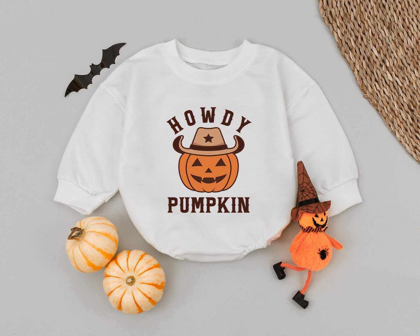 Western Pumpkin Baby Romper - First Halloween Outfit & Costume