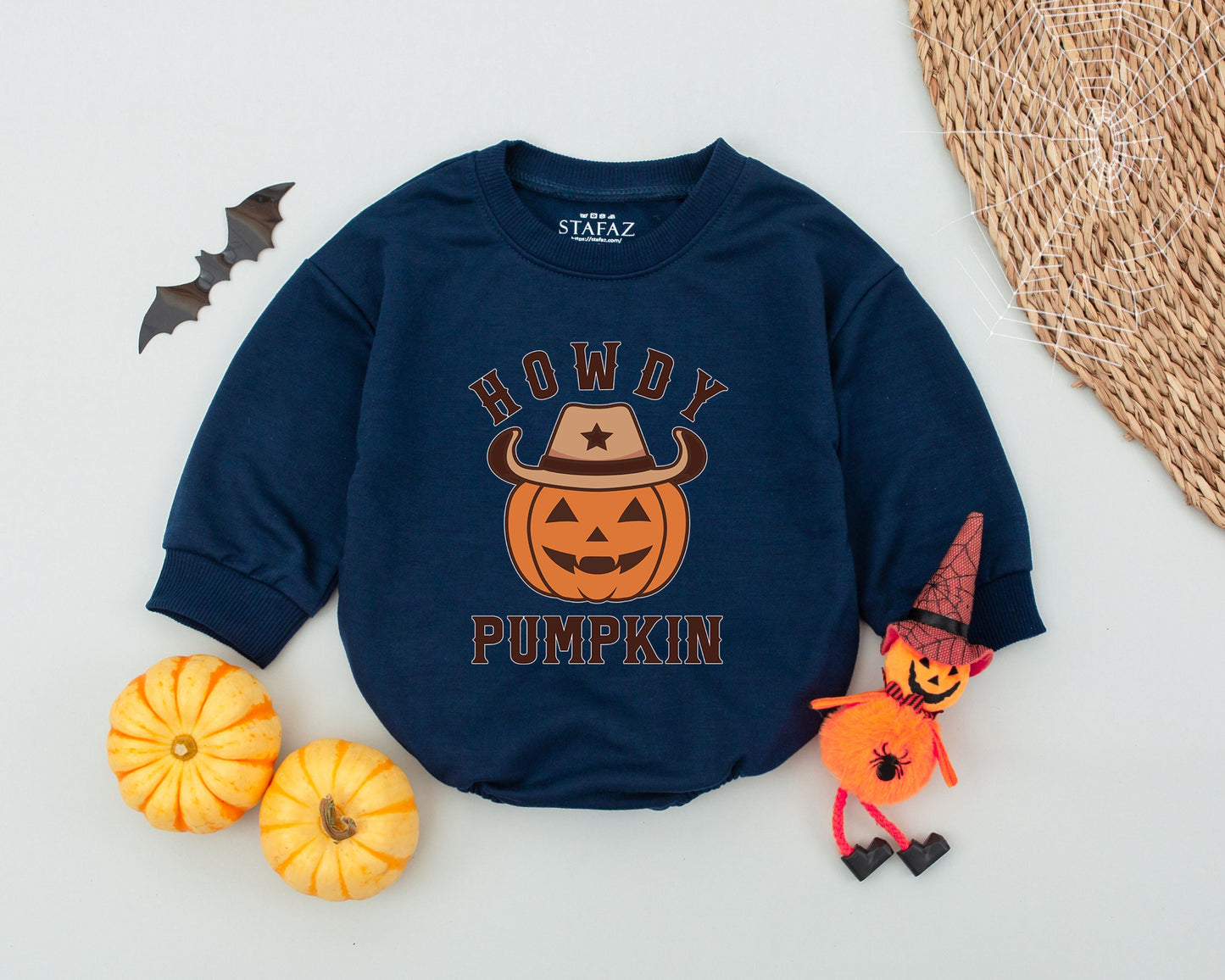 Western Pumpkin Baby Romper - First Halloween Outfit & Costume