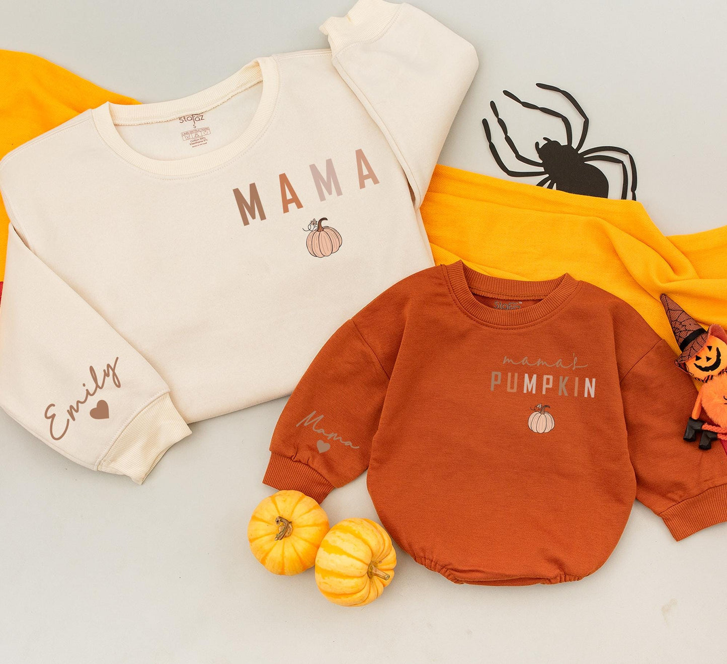 Mama and Mamas Pumpkin Mommy and Me Fall Matching Sweatshirts Cozy Autumn Baby Toddler Outfits