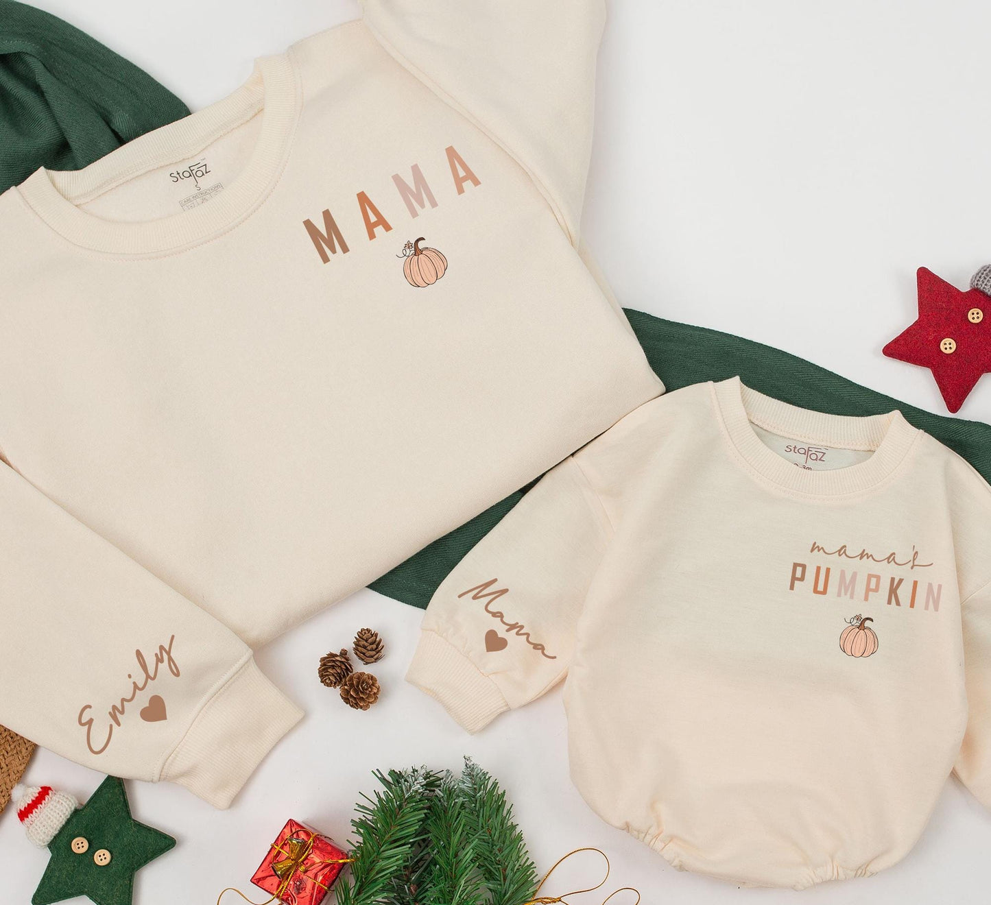 Mama and Mamas Pumpkin Mommy and Me Fall Matching Sweatshirts Cozy Autumn Baby Toddler Outfits