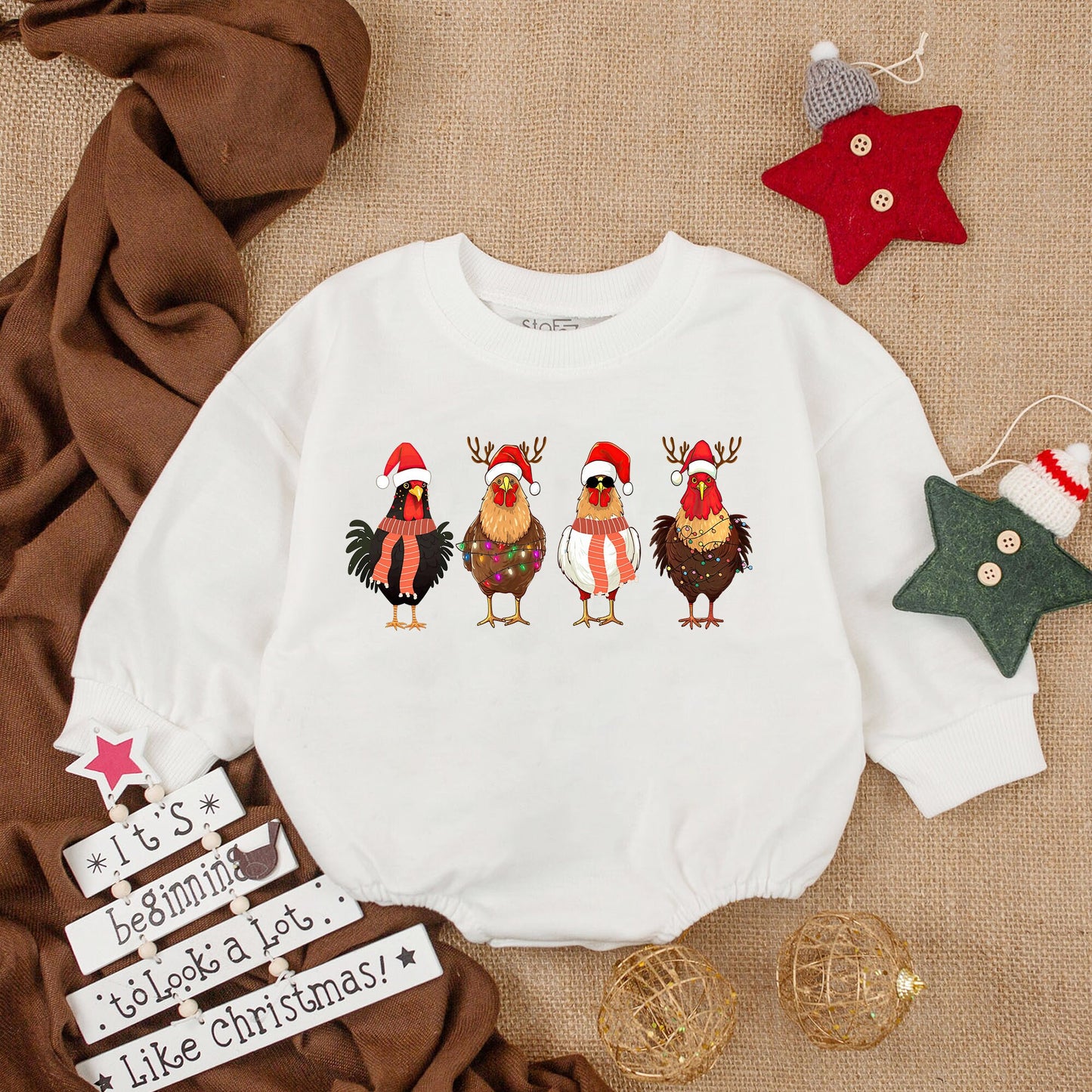 First Christmas Chickens Baby Romper - Cozy Holiday Bodysuit Gift