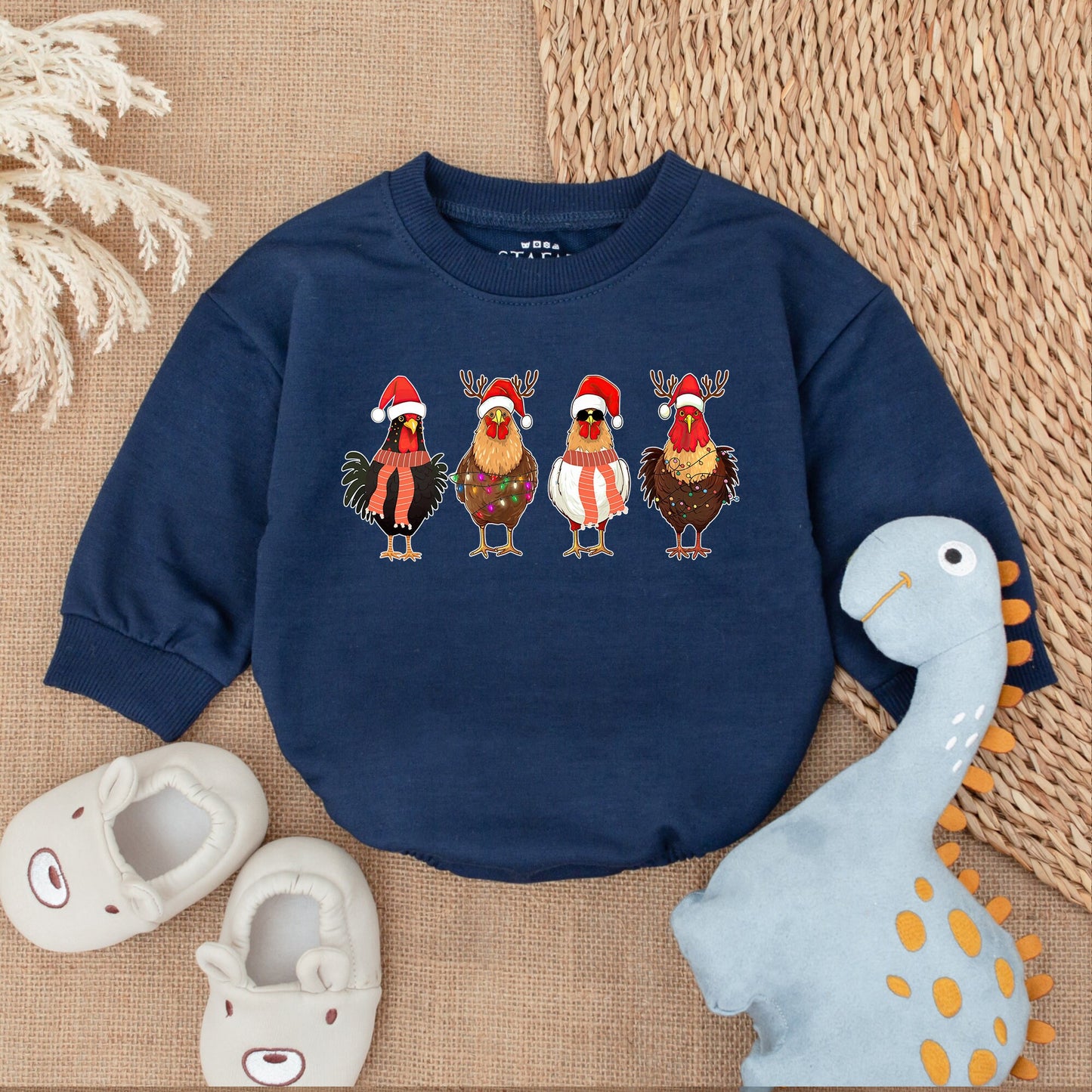 First Christmas Chickens Baby Romper - Cozy Holiday Bodysuit Gift