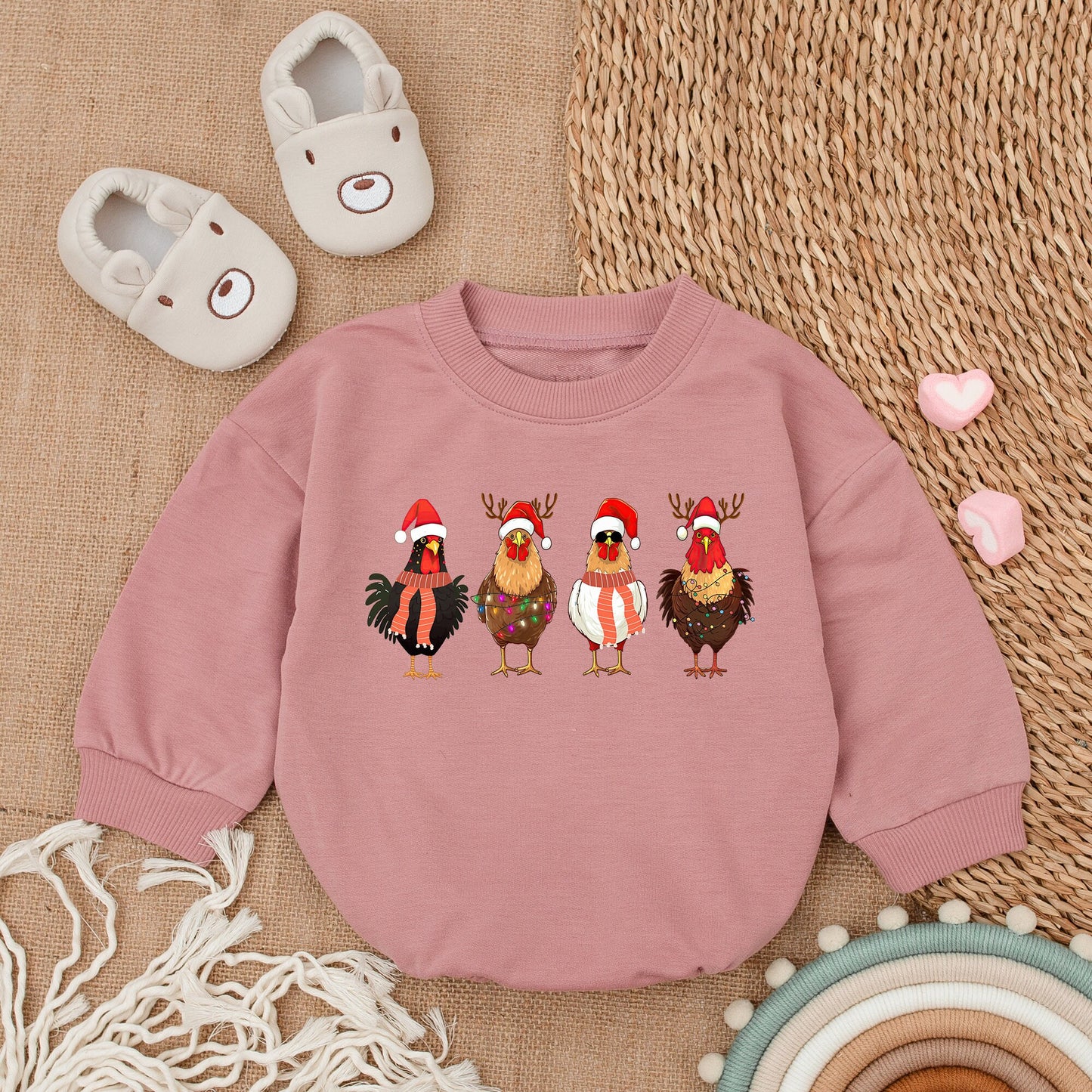 First Christmas Chickens Baby Romper - Cozy Holiday Bodysuit Gift