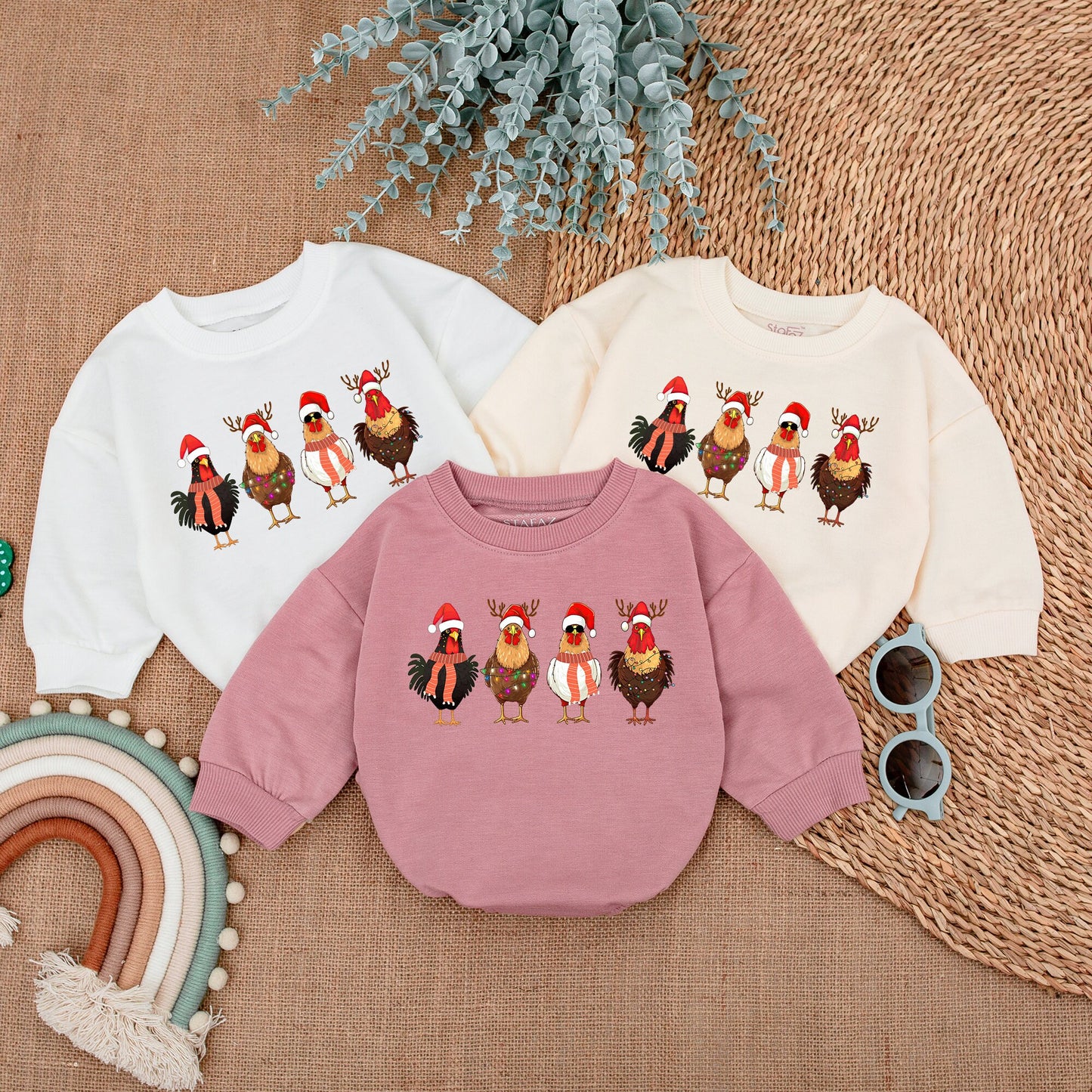 First Christmas Chickens Baby Romper - Cozy Holiday Bodysuit Gift