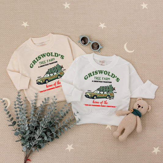 Griswold's Tree Farm Kids Sweatshirt, Retro Christmas Baby & Toddler Shirt, Family Tradition, Since 1989, Vintage Station Wagon, Christmas Gift