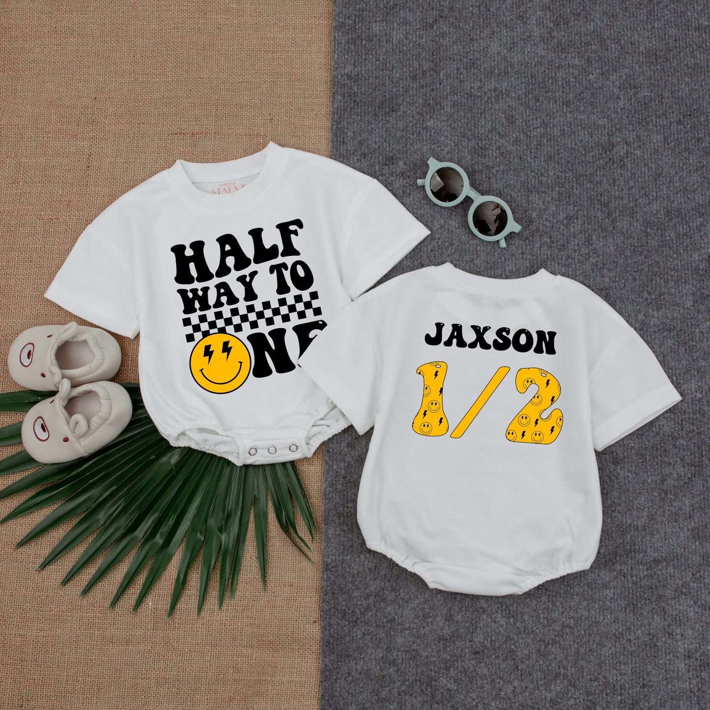 Halfway to One Smiley Romper: 1/2 Birthday & Baby Shower Gift