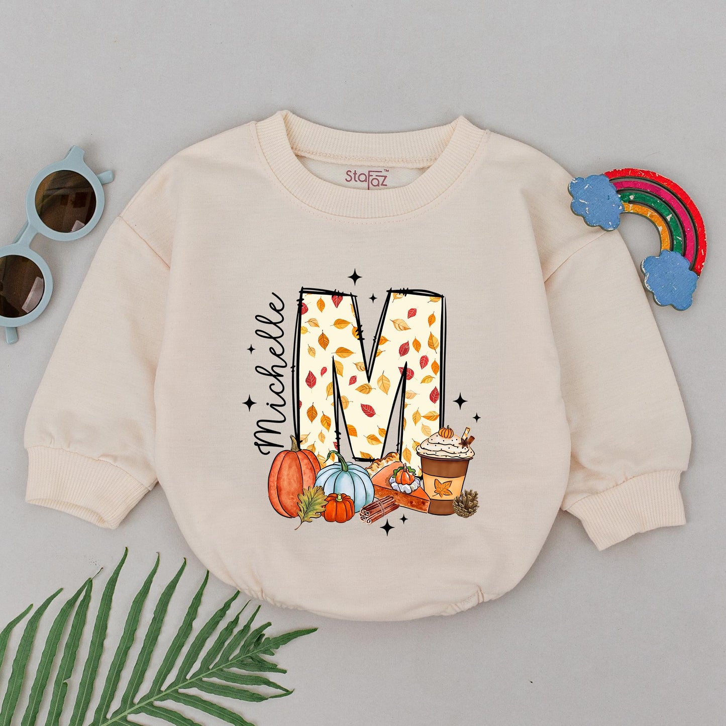 Custom Name Thanksgiving Romper, 1st Bday Outfit, Pumpkin Spice Gift