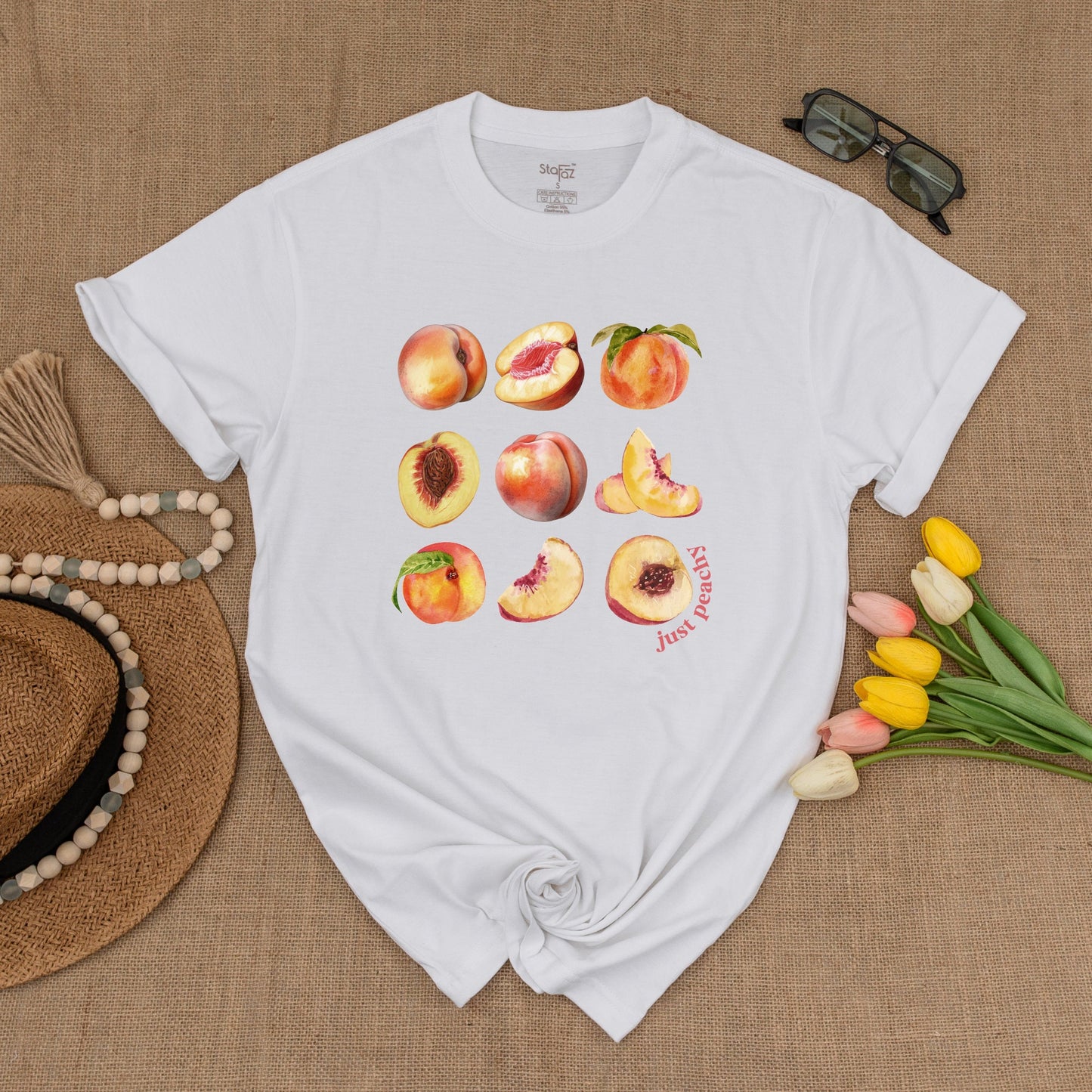 Peach Vintage Graphic T-Shirt, Y2K Boho Unisex Summer Tee