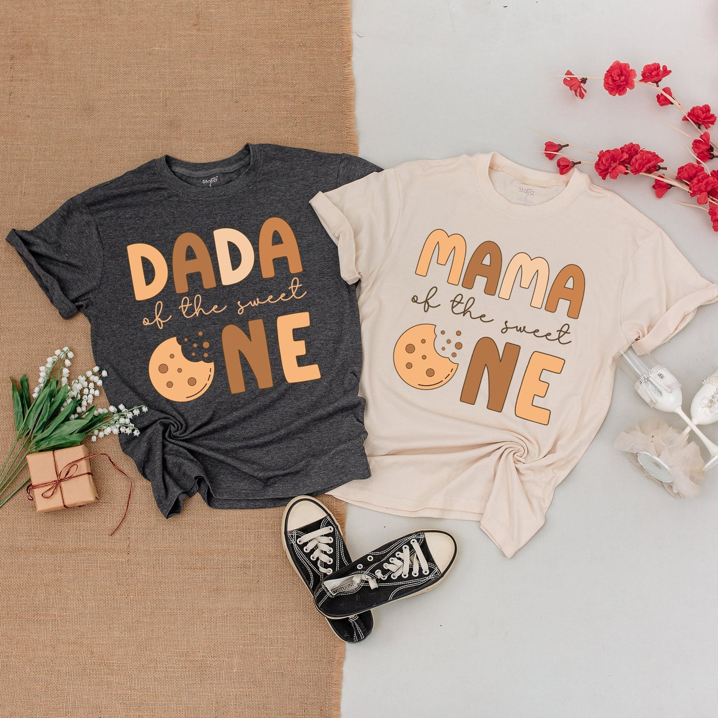Sweet One Cookie Birthday Shirt Mama Dada Sister Family Matching Outfit Baby 1st Birthday Baby Bodysuit Mommy and Me Party Theme