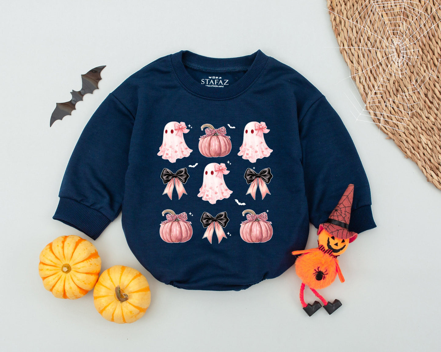 Pink Pumpkin & Ghost Baby Romper: Adorable First Halloween Outfit