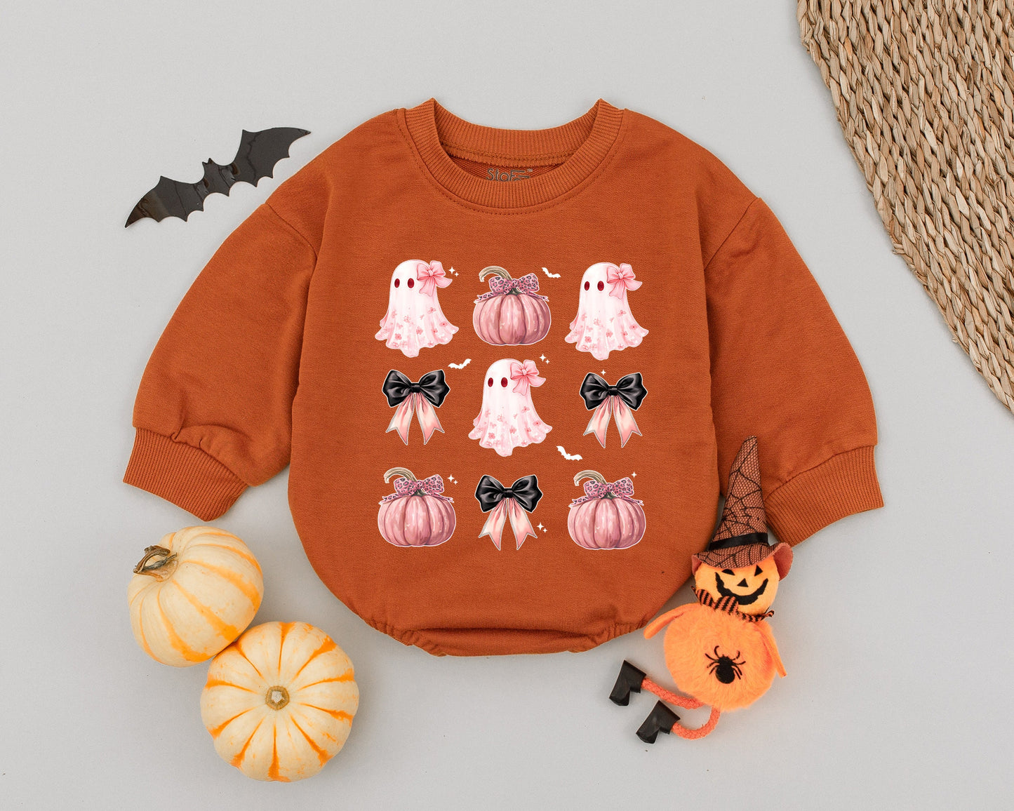 Pink Pumpkin & Ghost Baby Romper: Adorable First Halloween Outfit