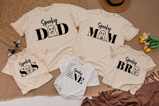 Spooky One Halloween Birthday Shirt for Girl, Cute Ghost Family Matching Tee, First Birthday Outfit, Playful Halloween Mom Shirt,  Modern Spooky Tee