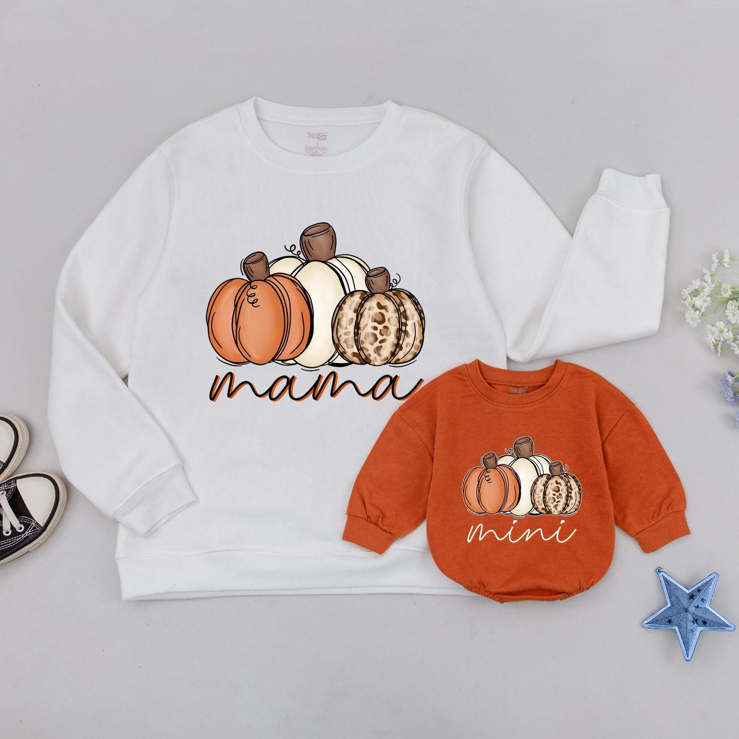 Personalized Name Pumpkin Sweatshirt Mama Mini Matching Fall Gift Retro Pumpkin Season