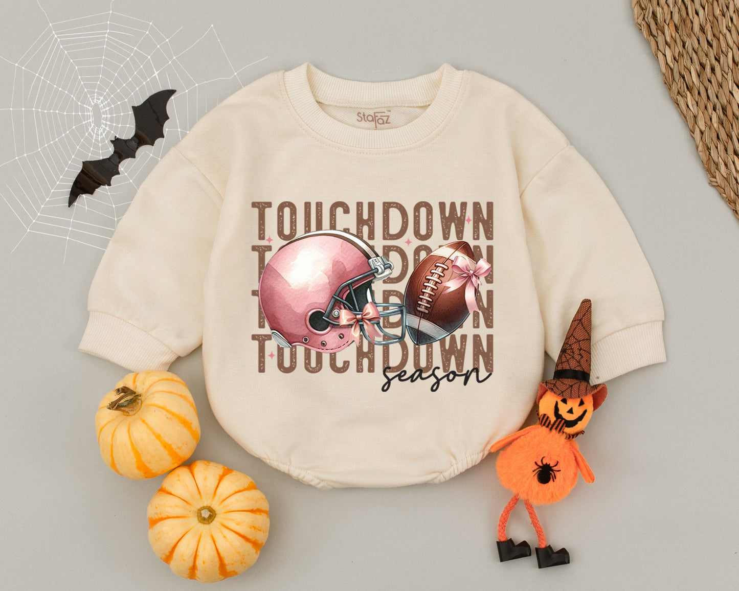 Fall Baby Girl Romper: Pink Football Bodysuit & Toddler Sweatshirt