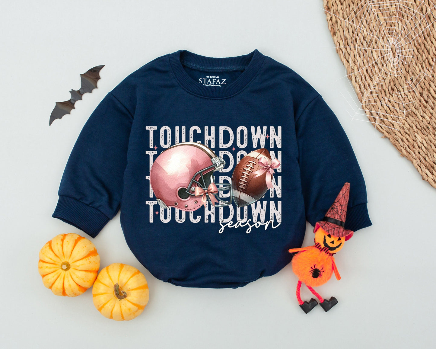 Fall Baby Girl Romper: Pink Football Bodysuit & Toddler Sweatshirt