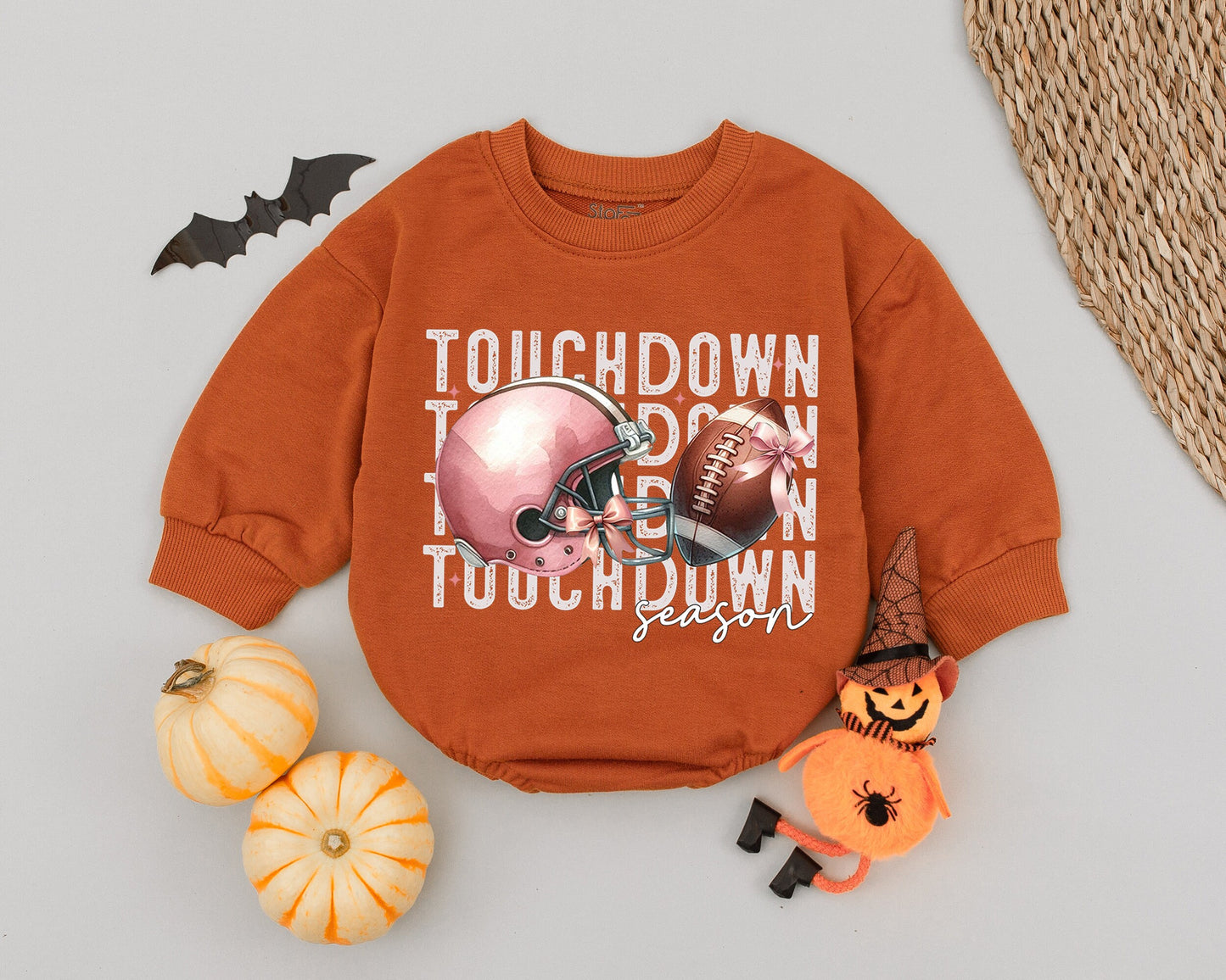 Fall Baby Girl Romper: Pink Football Bodysuit & Toddler Sweatshirt