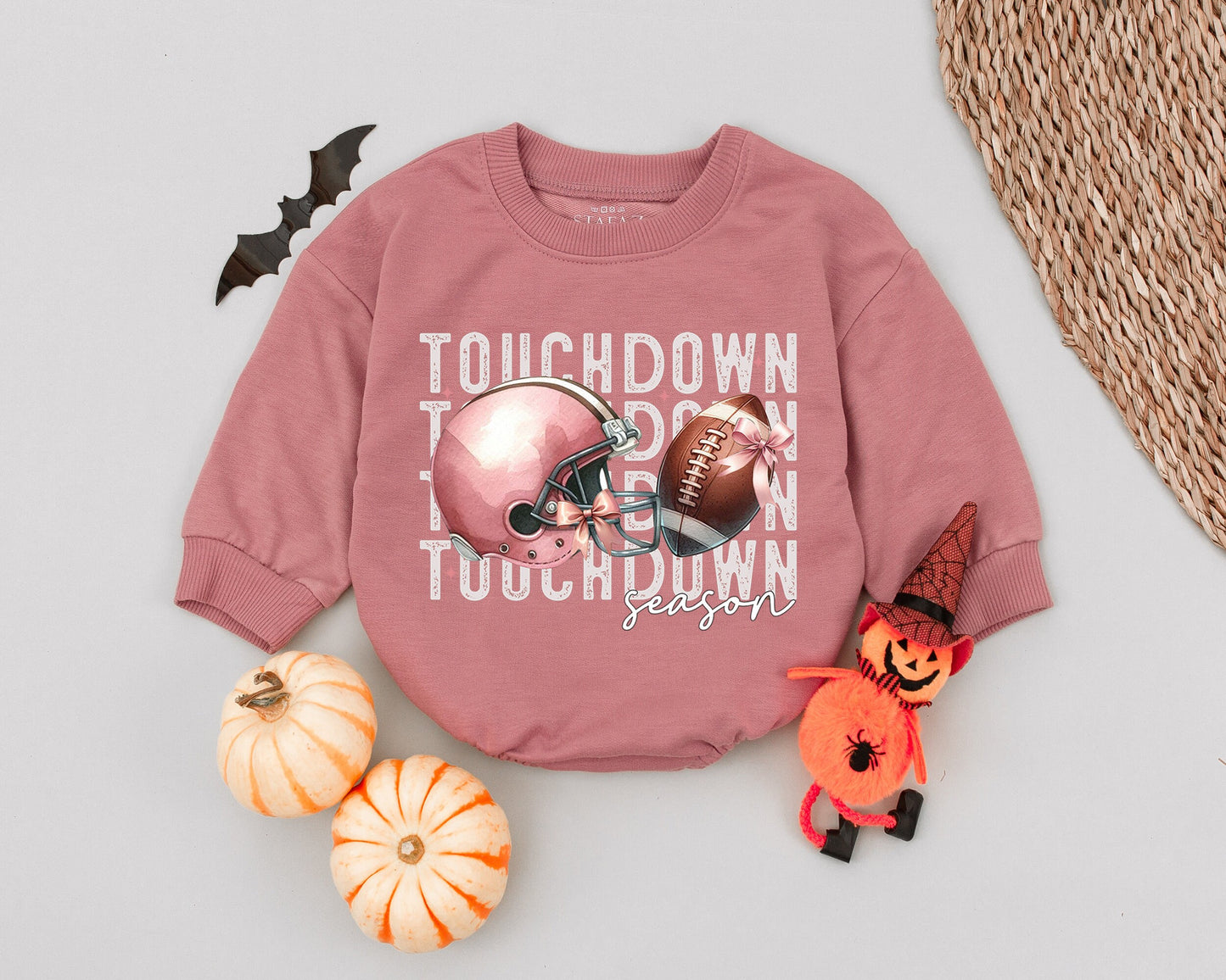 Fall Baby Girl Romper: Pink Football Bodysuit & Toddler Sweatshirt
