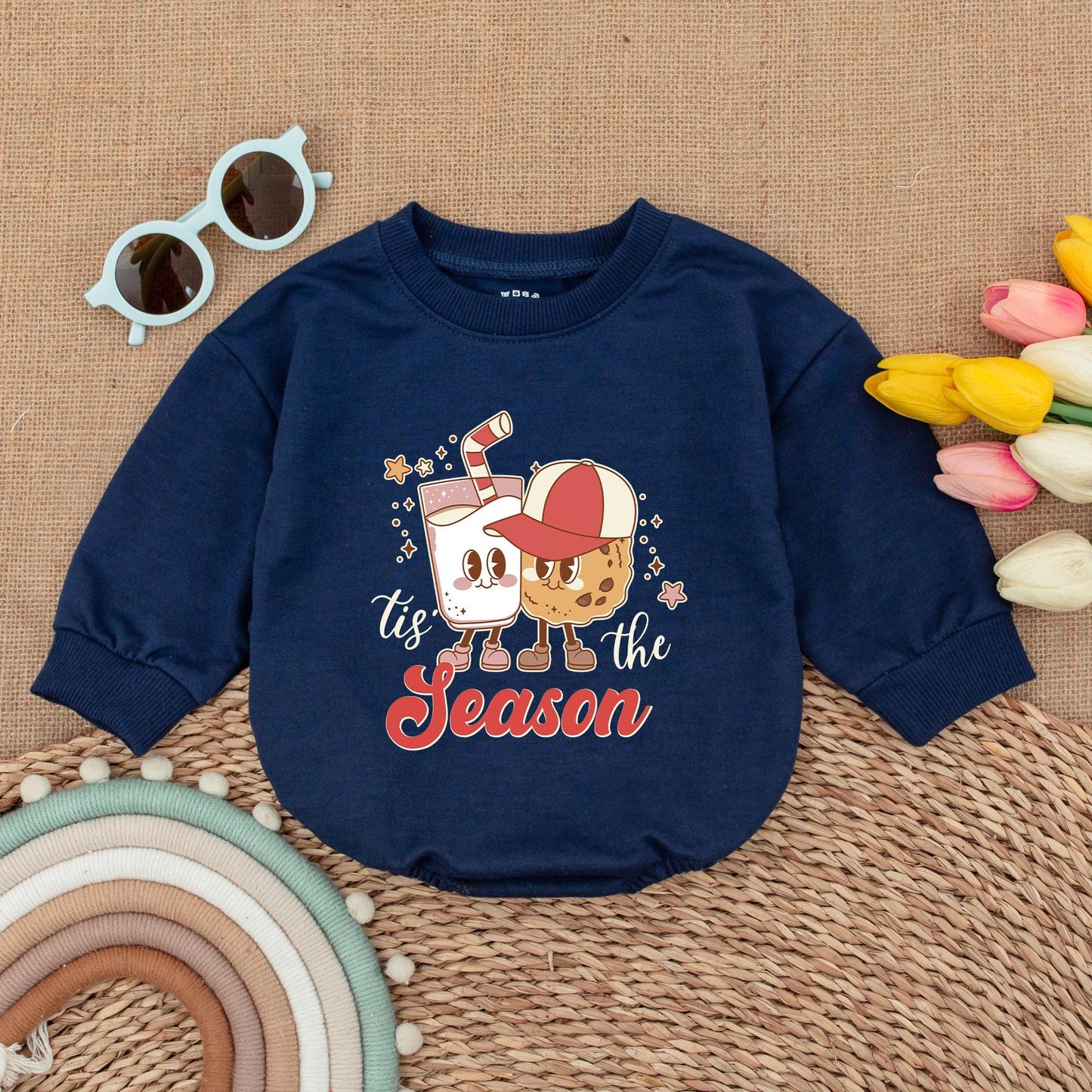 Retro Christmas Bubble Romper: Cute First Xmas Baby Bodysuit Gift