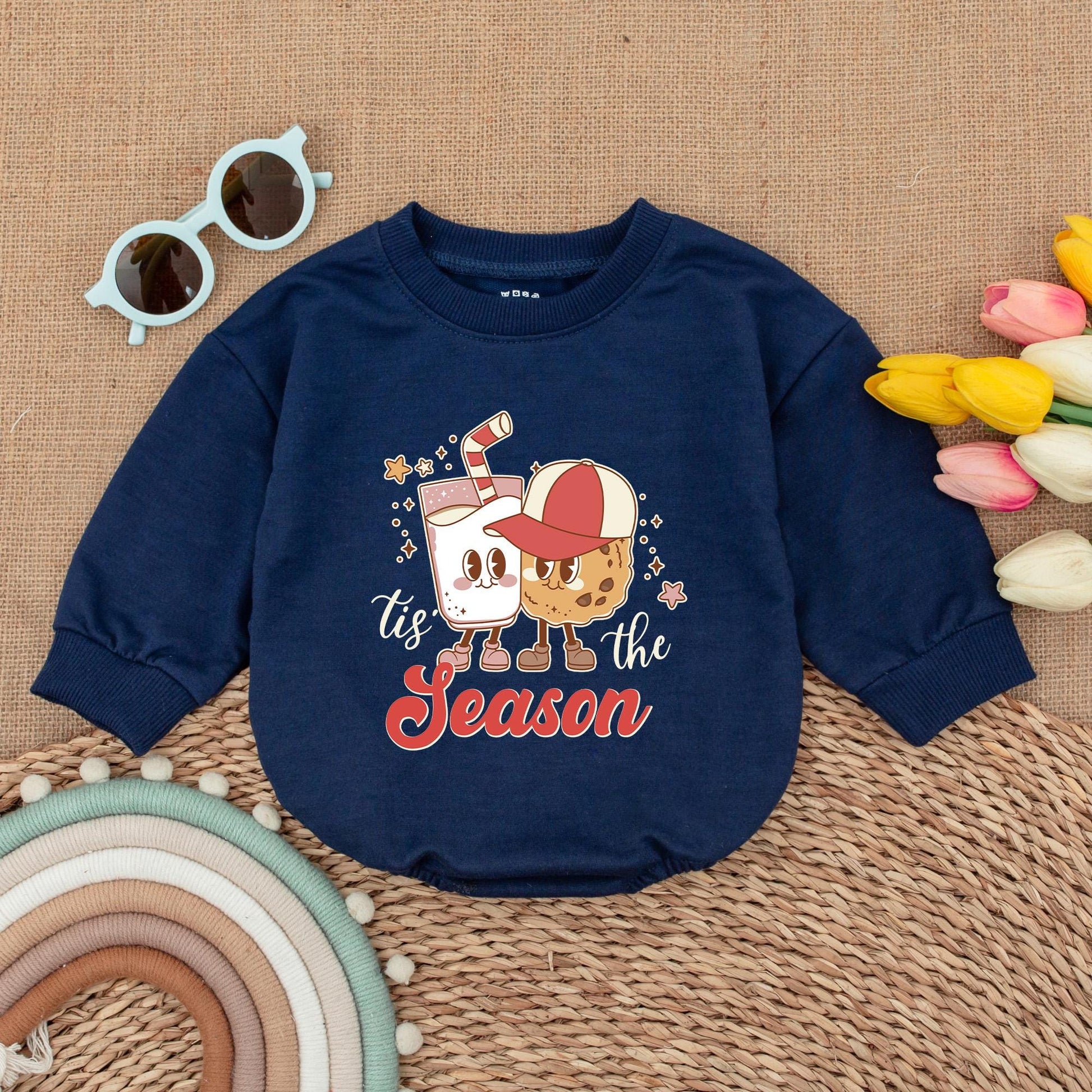 Retro Christmas Bubble Romper: Cute First Xmas Baby Bodysuit Gift