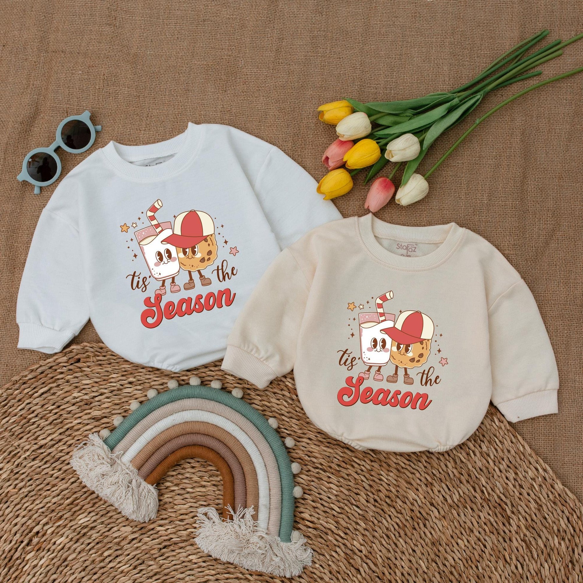 Retro Christmas Bubble Romper: Cute First Xmas Baby Bodysuit Gift