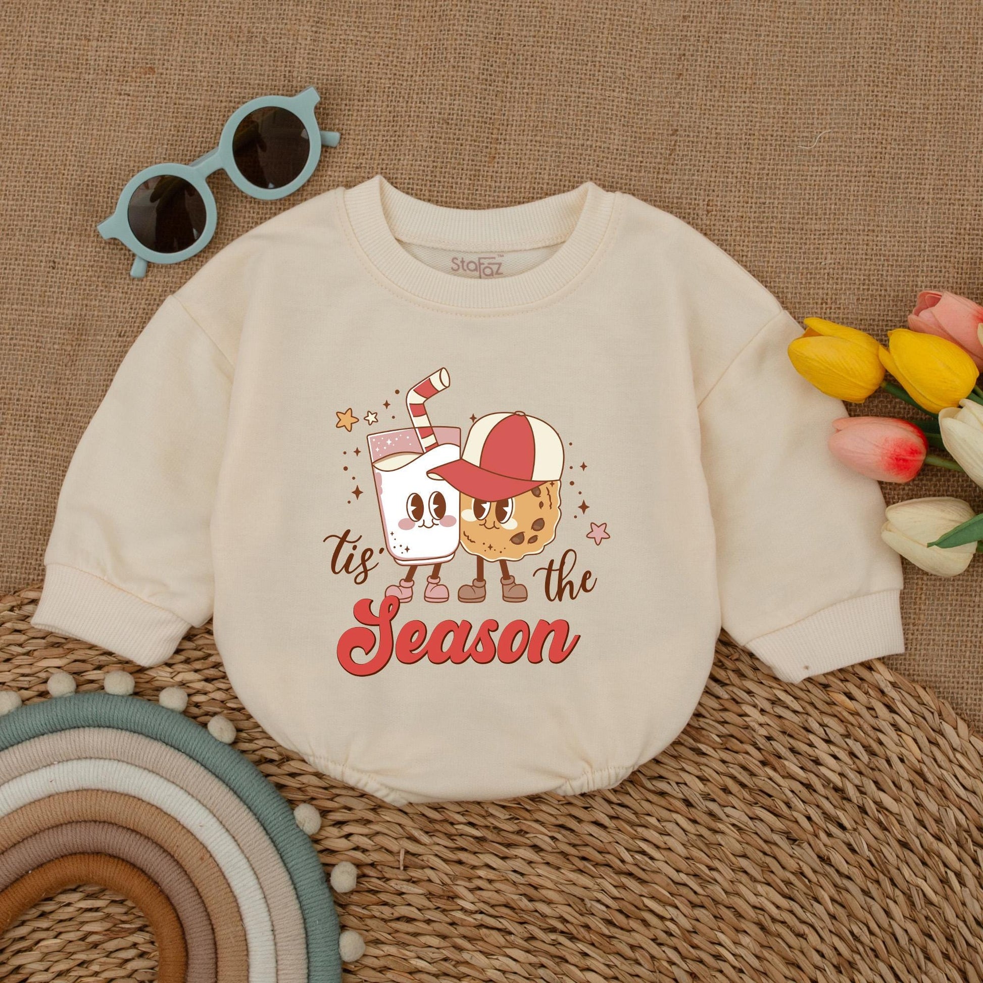 Retro Christmas Bubble Romper: Cute First Xmas Baby Bodysuit Gift