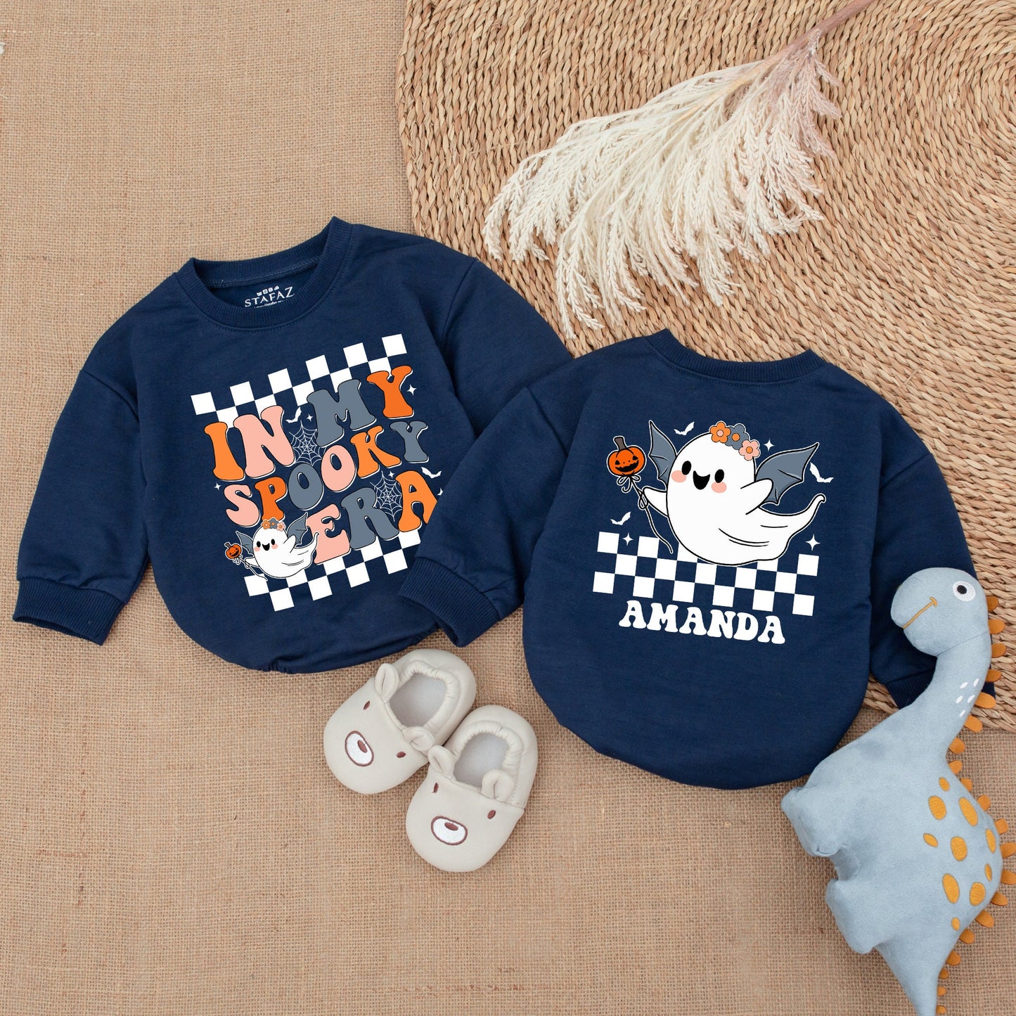 Retro Ghost Halloween Baby Romper - Cute First Halloween Outfit