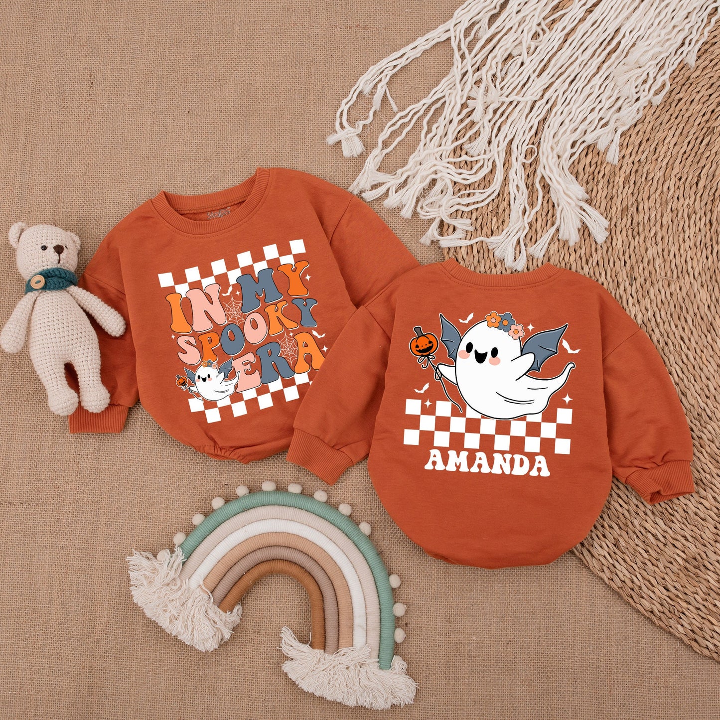 Retro Ghost Halloween Baby Romper - Cute First Halloween Outfit