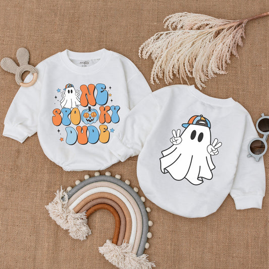One Spooky Dude Halloween Ghost First Birthday Romper Baby Boy Outfit My First Halloween Costume Shower Gift Comfortable Bubble Romper