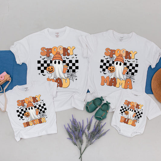 Retro Ghost Family Tees: Halloween 1st Birthday Matching Outfits