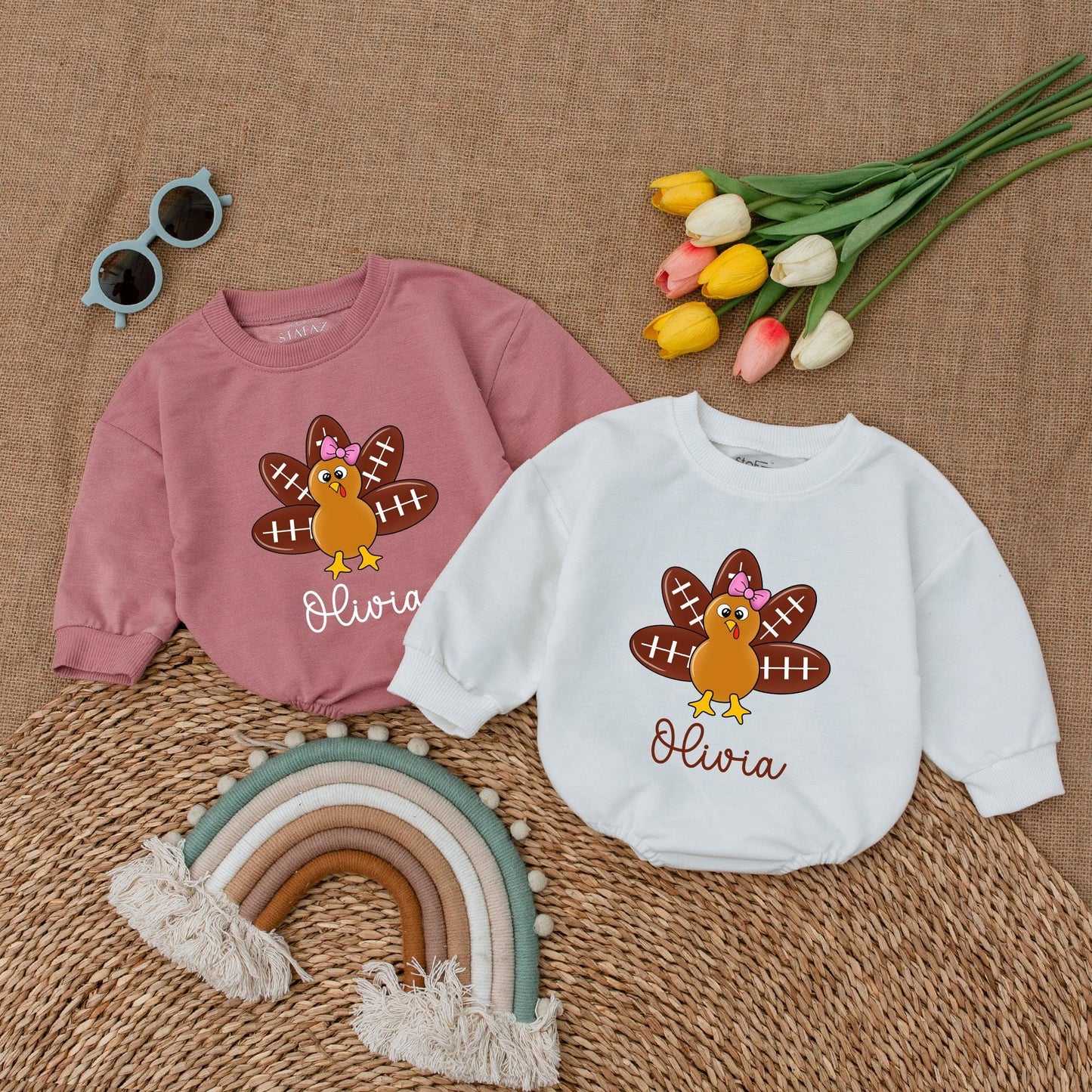 Thanksgiving Football Romper for Baby, Fall Outfit, First Thanksgiving