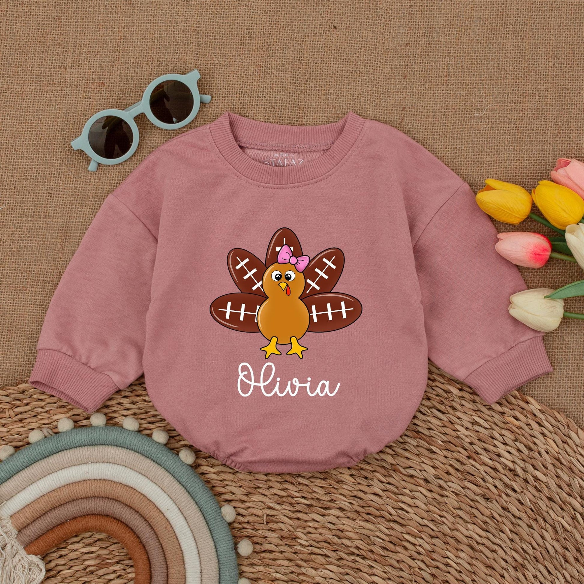 Thanksgiving Football Romper for Baby, Fall Outfit, First Thanksgiving