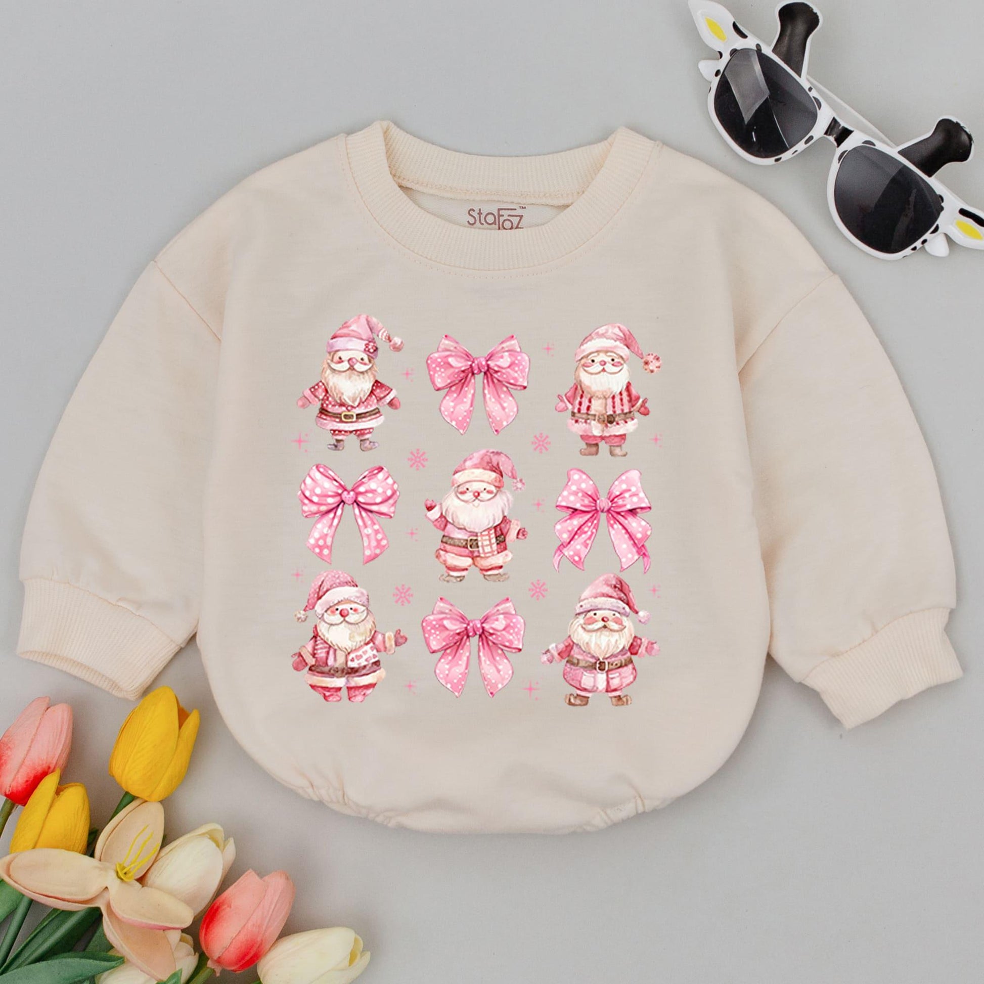 Retro Christmas Santa Baby Romper - First Holiday & Funny Outfit