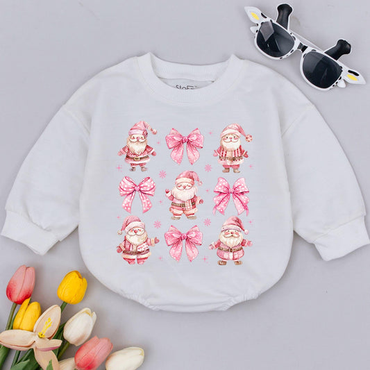 Retro Christmas Santa Baby Romper - First Holiday & Funny Outfit