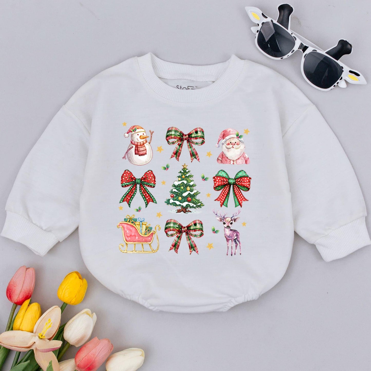 1st Christmas Reindeer Baby Romper - Holiday Outfit & Keepsake Gift