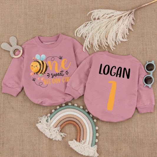 Custom One Sweet Bee-day Girl Baby Romper, 1st Birthday Outfit, Honey Bee Baby Girl Clothes, First Bee Day Bodysuit, Cute Baby Gift