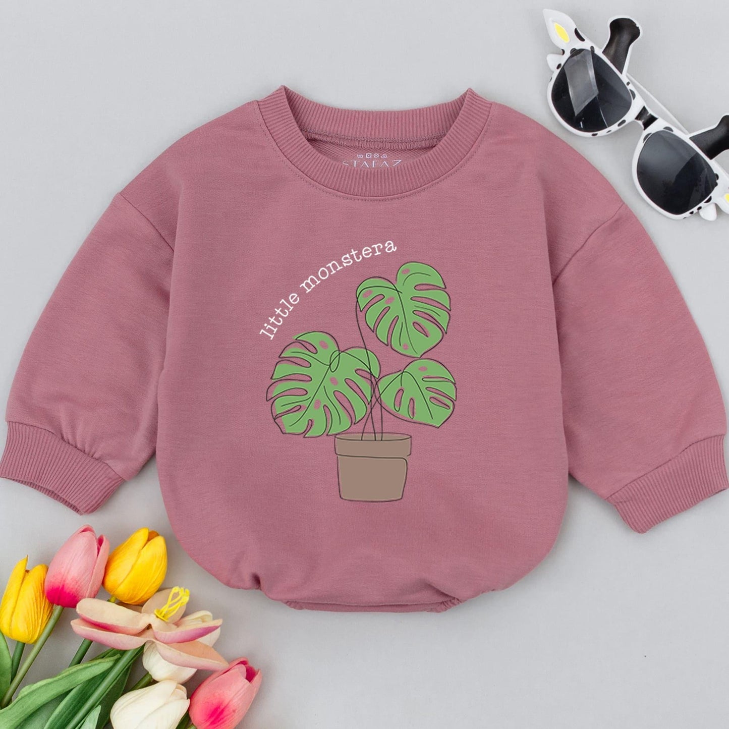 Monstera Baby Romper - Gender Neutral Funny Plant Bodysuit Gift
