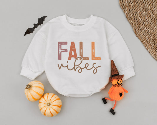 Retro Fall Vibes Baby Romper: Cozy Thanksgiving Outfit, Autumn Newborn Bodysuit, Vintage Toddler Sweatshirt Romper, Cute Fall Baby Clothes, Baby Shower Gift