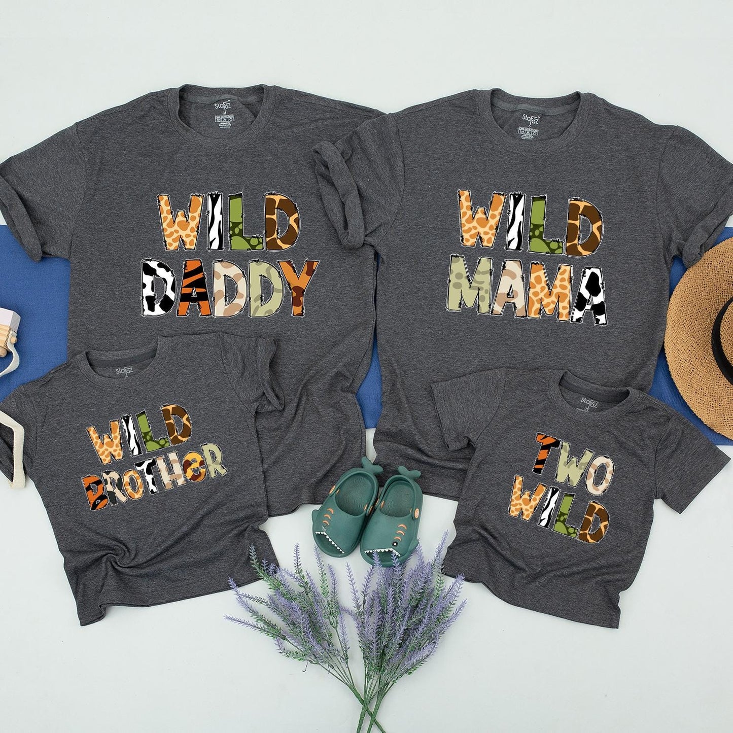 Wild One Safari Animal Print Family Matching Birthday T-Shirts for 1st Birthday Party Mommy Daddy Sister Toddler Outfit