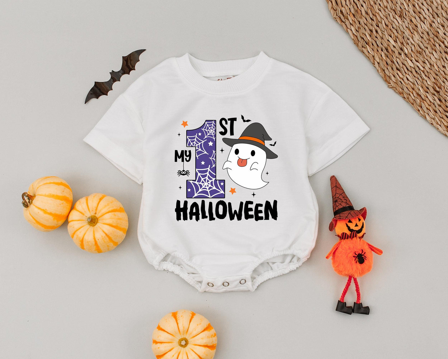 First Halloween Baby Outfit: Vintage Ghost Romper, Cute Boo Costume