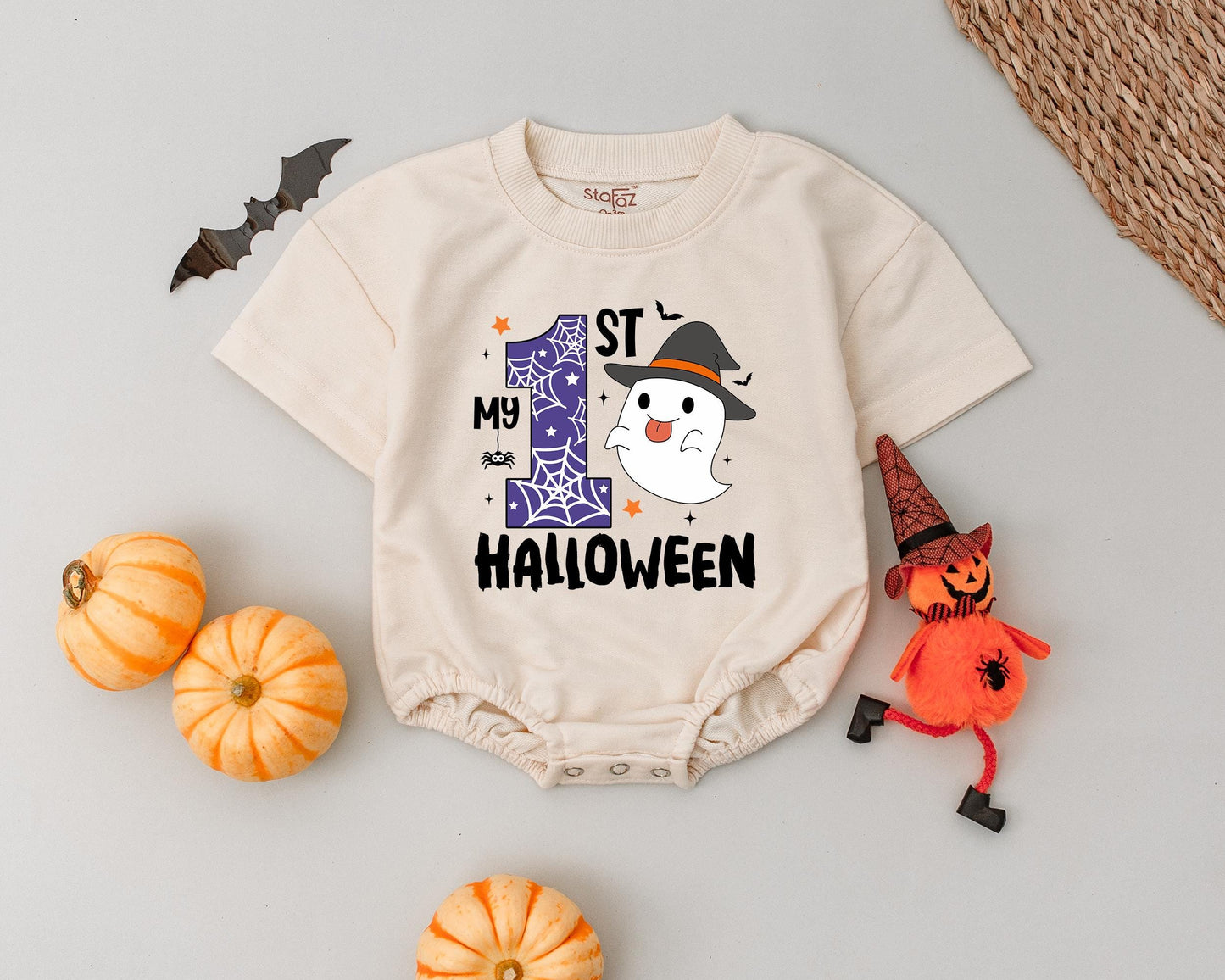 First Halloween Baby Outfit: Vintage Ghost Romper, Cute Boo Costume