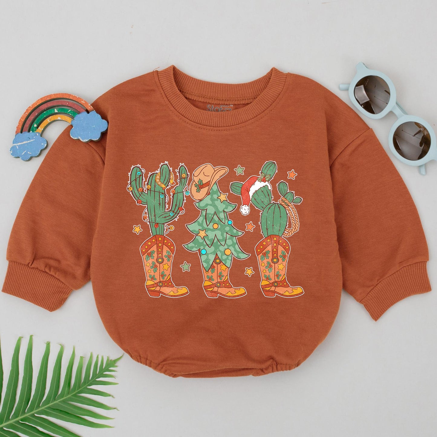 Cowgirl Christmas Boots Romper, Baby's First Xmas Outfit, Newborn Gift