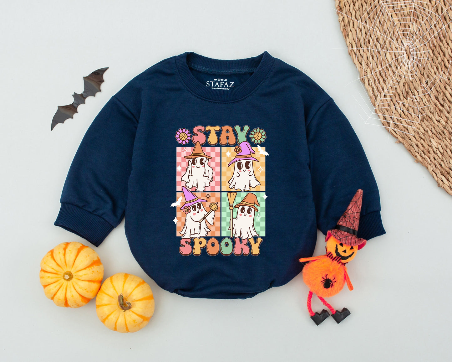 Groovy Retro Ghost Bubble Romper - Perfect for Baby’s First Halloween