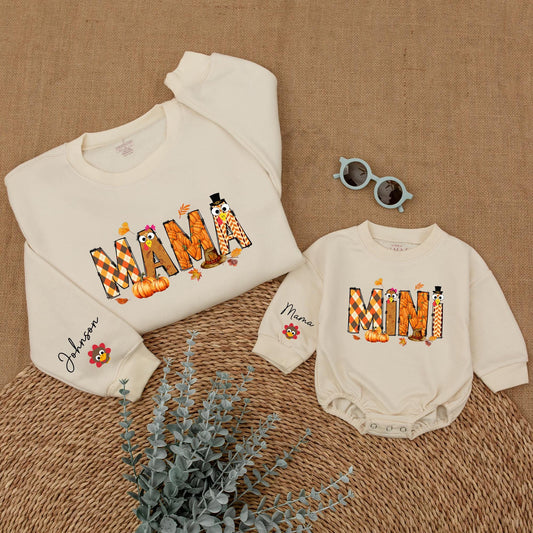 Mom and Mini Thanksgiving Sweaters, Custom Family Fall Outfits